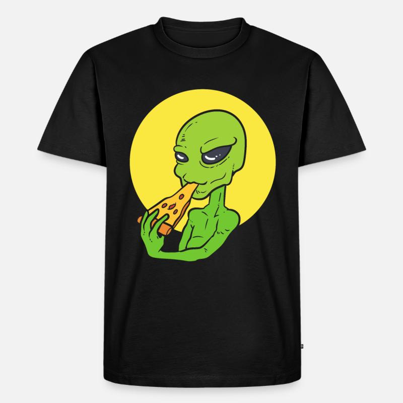 Alien Pizza Pizzabäcker - Männer Premium Bio T-Shirt - Schwarz