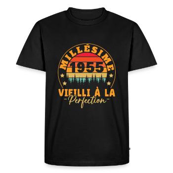 Millésime 1955, Cadeau D'anniversaire Vintage 1955 - T-shirt Premium bio Homme - noir - Devant - Nico (187cm)