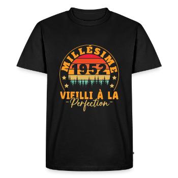 Millésime 1952, Cadeau D'anniversaire Vintage 1952 - T-shirt Premium bio Homme - noir - Devant - Nico (187cm)