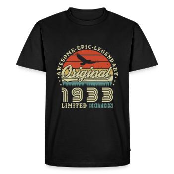 Vintage 1933 Vintage cadeau d’anniversaire rétro - T-shirt Premium bio Homme - noir - Devant - Nico (187cm)