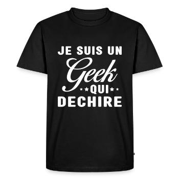 Je suis un geek qui déchire - T-shirt Premium bio Homme - noir - Devant - Nico (187cm)