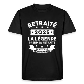 Retraité 2025 Pour Homme Femme Départ Retraite - T-shirt Premium bio Homme - noir - Devant - Nico (187cm)