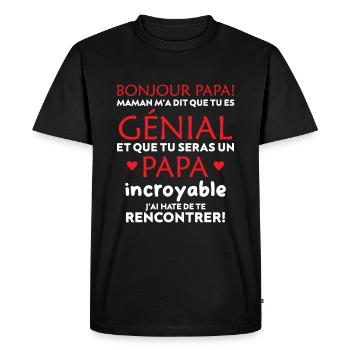body bébé papa magnifique et fantastique maman - T-shirt Premium bio Homme - noir - Devant - Nico (187cm)