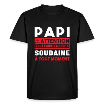 Papi Peut Faire La Sieste Soudaine Grand Pères - T-shirt Premium bio Homme - noir - Devant - Nico (187cm)