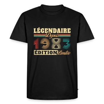 Légendaire Depuis 1983 - T-shirt Premium bio Homme - noir - Devant - Nico (187cm)