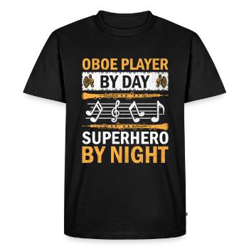 Joueur de hautbois Hautbois Basoonist Marching Band Instrumen - T-shirt Premium bio Homme - noir - Devant - Nico (187cm)