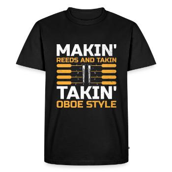 Joueur de hautbois Hautbois Basoonist Marching Band Instrumen - T-shirt Premium bio Homme - noir - Devant - Nico (187cm)