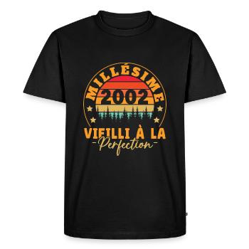 Millésime 2002, Cadeau D'anniversaire Vintage 2002 - T-shirt Premium bio Homme - noir - Devant - Nico (187cm)