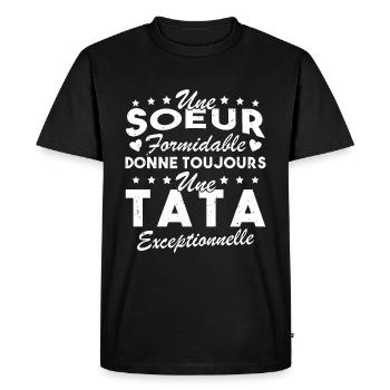 Une Sœur formidable donne une Tata exceptionnelle - T-shirt Premium bio Homme - noir - Devant - Nico (187cm)
