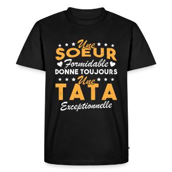 Une sœur formidable donne une tata exceptionnelle - T-shirt Premium bio Homme - noir - Devant - Nico (187cm)