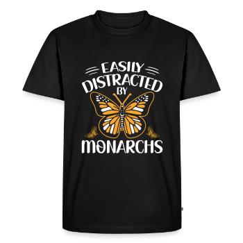 Easily Distracted by Monarchs - Monarch Butterfly - Men's Premium Organic T-Shirt - black - Front - Nico (187cm)