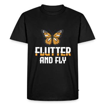 Flutter and Fly - Monarch Butterfly - Men's Premium Organic T-Shirt - black - Front - Nico (187cm)