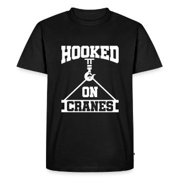 Accroché aux grues - Drôle de conducteur de grue - T-shirt Premium bio Homme - noir - Devant - Nico (187cm)