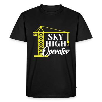 Sky High Operator - Funny Crane Operator - Men's Premium Organic T-Shirt - black - Front - Nico (187cm)