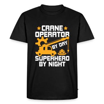 Crane Operator By Day - Funny Crane Operator - Men's Premium Organic T-Shirt - black - Front - Nico (187cm)