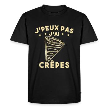 J'peux Pas J'ai Crêpes Cadeau Humour Drole - T-shirt Premium bio Homme - noir - Devant - Nico (187cm)