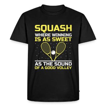 Joueur de squash Joueur de squash Joueur de tennis Raquetball Spor - T-shirt Premium bio Homme - noir - Devant - Nico (187cm)