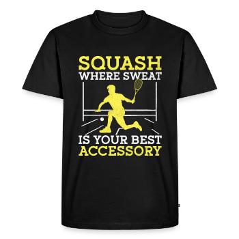 Joueur de squash Joueur de squash Joueur de tennis Raquetball Spor - T-shirt Premium bio Homme - noir - Devant - Nico (187cm)