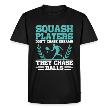 Joueur de squash Joueur de squash Joueur de tennis Raquetball Spor - T-shirt Premium bio Homme - noir - Devant - Nico (187cm)