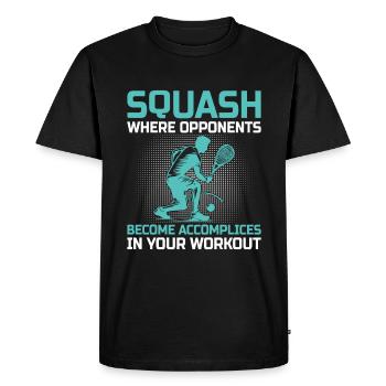 Joueur de squash Joueur de squash Joueur de tennis Raquetball Spor - T-shirt Premium bio Homme - noir - Devant - Nico (187cm)
