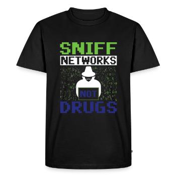Sniff Networks Not Drugs - Ethical Hacker - Men's Premium Organic T-Shirt - black - Front - Nico (187cm)