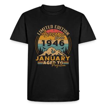 Cadeau D'anniversaire Nées En Janvier 1946 - T-shirt Premium bio Homme - noir - Devant - Nico (187cm)