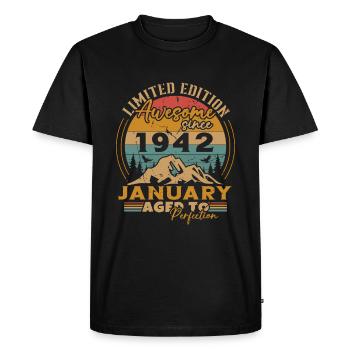 Vintage cadeau d'anniversaire née en janvier 1942 - T-shirt Premium bio Homme - noir - Devant - Nico (187cm)