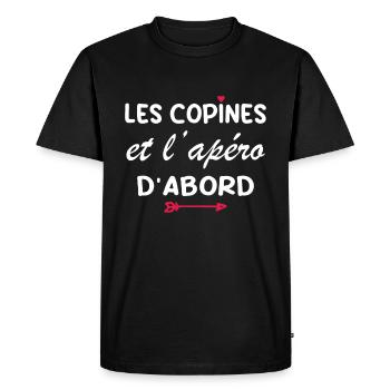 Les copines et l'apéro d'abord - T-shirt Premium bio Homme - noir - Devant - Nico (187cm)