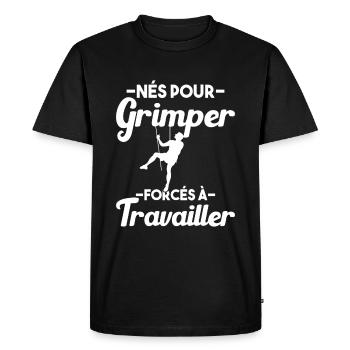 Né Pour Grimper Escaladeur Humour Cadeau - T-shirt Premium bio Homme - noir - Devant - Nico (187cm)