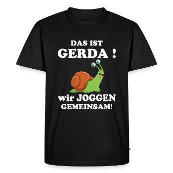 This is Gerda We jog together Running Slow - Men's Premium Organic T-Shirt - black - Front - Nico (187cm)