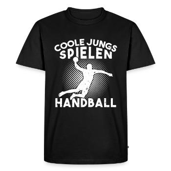 Cool guys playing handball handball - Men's Premium Organic T-Shirt - black - Front - Nico (187cm)