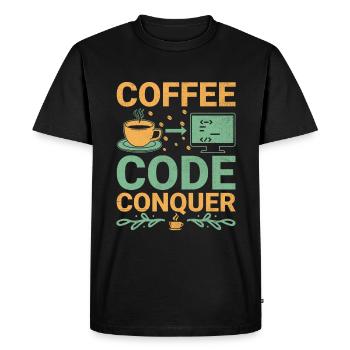 Coffee Coding Programmer Coder Developer Nerd Coff - Men's Premium Organic T-Shirt - black - Front - Nico (187cm)