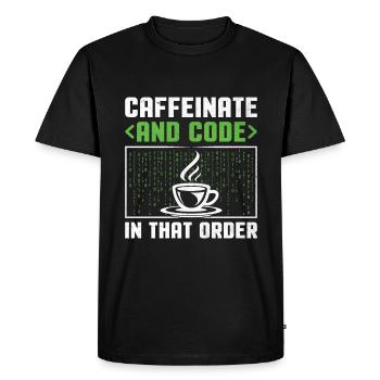 Café Codage Programmeur Codeur Développeur Nerd Coff - T-shirt Premium bio Homme - noir - Devant - Nico (187cm)