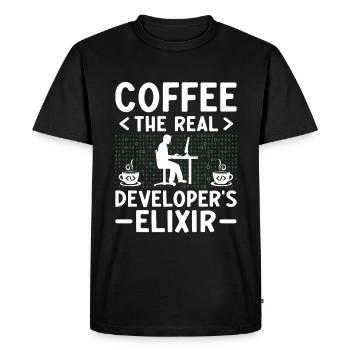 Coffee Coding Programmer Coder Developer Nerd Coff - Men's Premium Organic T-Shirt - black - Front - Nico (187cm)