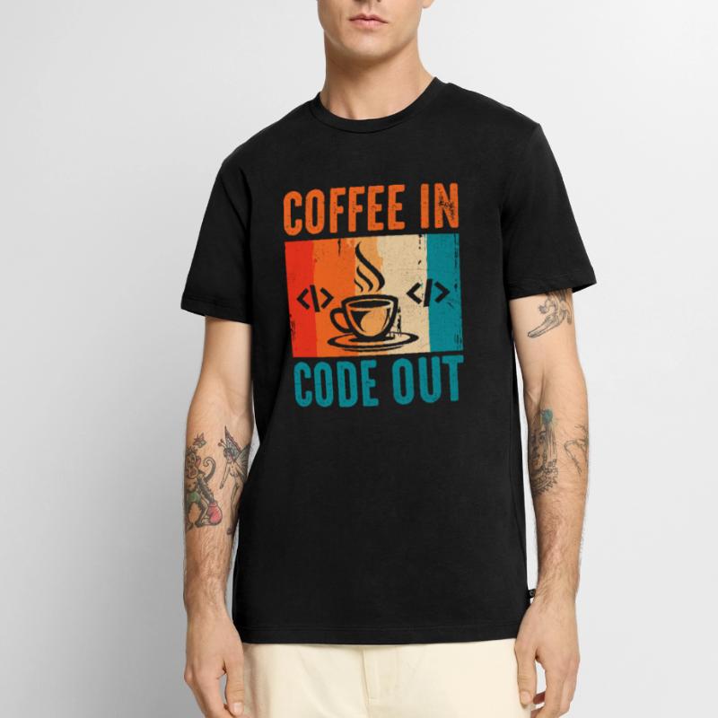 Café Codage Programmeur Codeur Développeur Nerd Coff T-shirt Premium bio Homme