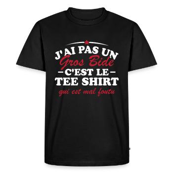 J'ai pas un gros bide - T-shirt Premium bio Homme - noir - Devant - Nico (187cm)