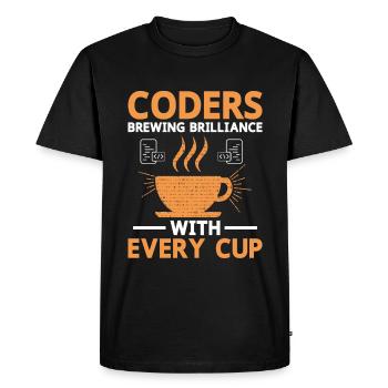 Coffee Coding Programmer Coder Developer Nerd Coff - Men's Premium Organic T-Shirt - black - Front - Nico (187cm)