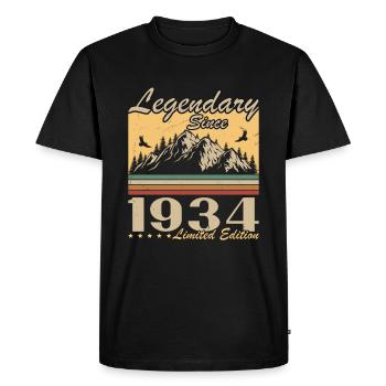 Legendary Since 1934 Vintage Birthday Gift - Men's Premium Organic T-Shirt - black - Front - Nico (187cm)