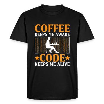 Coffee Coding Programmer Coder Developer Nerd Coff - Men's Premium Organic T-Shirt - black - Front - Nico (187cm)