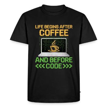Coffee Coding Programmer Coder Developer Nerd Coff - Men's Premium Organic T-Shirt - black - Front - Nico (187cm)