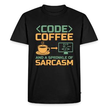 Coffee Coding Programmer Coder Developer Nerd Coff - Men's Premium Organic T-Shirt - black - Front - Nico (187cm)