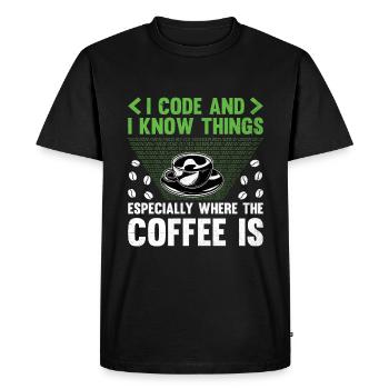 Café Codage Programmeur Codeur Développeur Nerd Coff - T-shirt Premium bio Homme - noir - Devant - Nico (187cm)