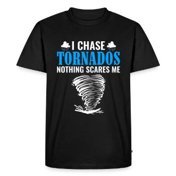 Je suis à la poursuite des tornades, rien ne me fait peur - tempête - T-shirt Premium bio Homme - noir - Devant - Nico (187cm)
