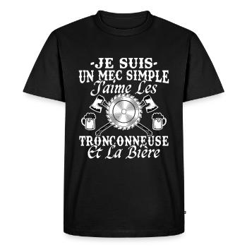 Tronçonneuse Bière Humour Homme Bûcheron Drôle - T-shirt Premium bio Homme - noir - Devant - Nico (187cm)