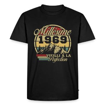 Millésime 1969, Cadeau D'anniversaire Vintage 1969 - T-shirt Premium bio Homme - noir - Devant - Nico (187cm)