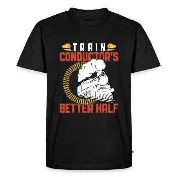 La meilleure moitié du conducteur de train - Train Driver Train Driver - T-shirt Premium bio Homme - noir - Devant - Nico (187cm)