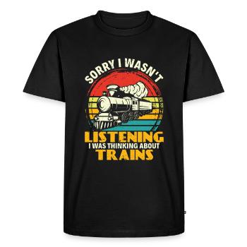 Je pensais à Trains - Zugführer Lokführer - T-shirt Premium bio Homme - noir - Devant - Nico (187cm)