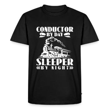 Chef d’orchestre le jour, dormeur de nuit - Zugführer - T-shirt Premium bio Homme - noir - Devant - Nico (187cm)