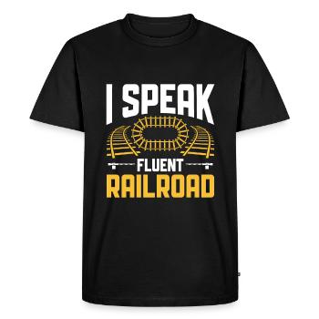 I Speak Fluent Railroad - Conducteur de train - T-shirt Premium bio Homme - noir - Devant - Nico (187cm)