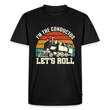 Je suis le chef d’orchestre Let’s Roll - Zugführer Lokführer - T-shirt Premium bio Homme - noir - Devant - Nico (187cm)